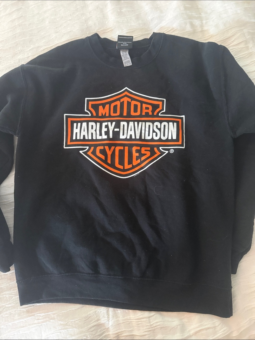 Harley-Davidson Black Crewneck Sweatshirt with Orange and White Logo